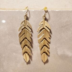 Gold Feather Earrings